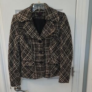 Simon Change Vintage Wool-blend Short Blazer, Lined, Textured, Size 6 (#20)